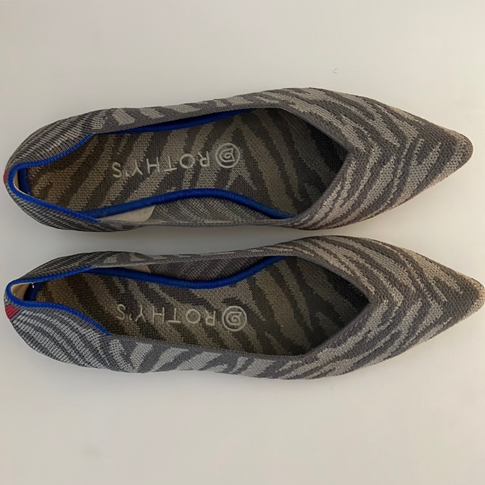 Rothy’s Gray Zebra Print flats size 9